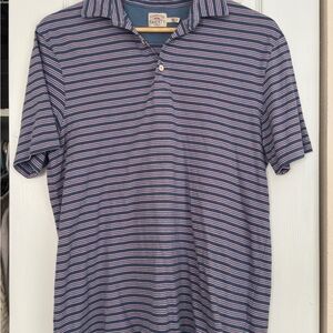 Faherty Men's Polo Shirt - Blue and White Stripes